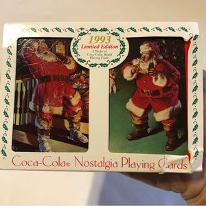 1993 Coca Cola Christmas Santa Playing Cards In Tin 2 Sealed Decks Vintage
